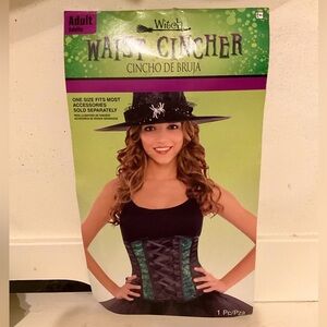 Women’s adult witch corset. Black and green. OS